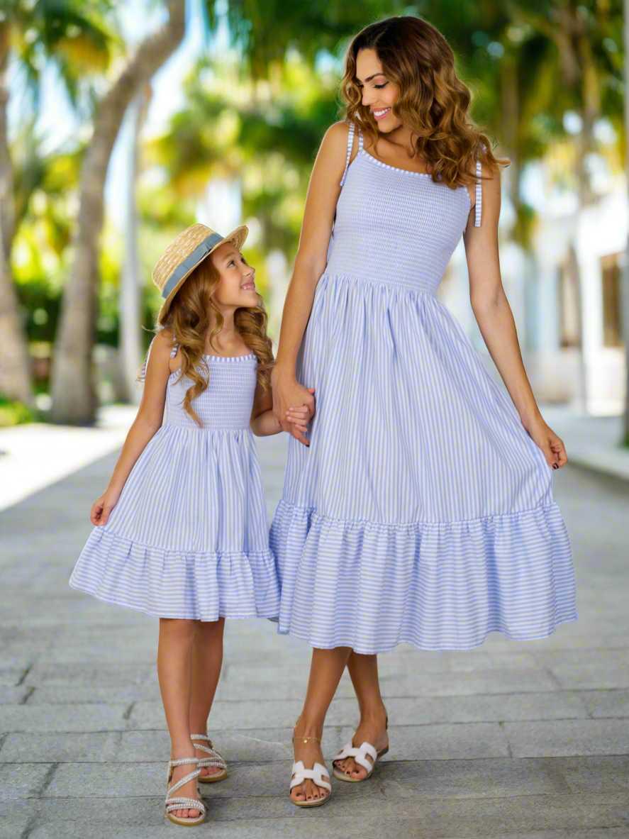 Mommy and Me Ocean Breeze Smocked Midi Dress