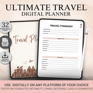 Digital Travel Planner, Trip Planner, Vacation Planner, Travel Organizer, GoodNotes Travel Journal, Gift For Traveler, Vacation itinerary