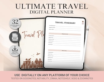Digital Travel Planner, Trip Planner, Vacation Planner, Travel Organizer, GoodNotes Travel Journal, Gift For Traveler, Vacation itinerary