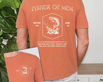Fisher of Men Men's T-Shirt | Inspirational Christian T-Shirt | Faith | Religious Apparel | Bible Verse | God | Christian | Shirt | Jesus