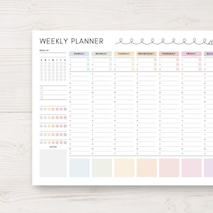 Editable Weekly Schedule Planner Undated Daily Hourly Planner Printable, Canva Template (Us Letter & A4)