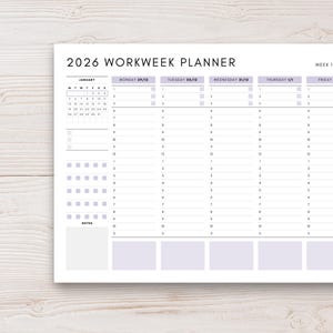 2026 Weekly Planner Printable, Editable Workweek Daily Hourly Schedule ...
