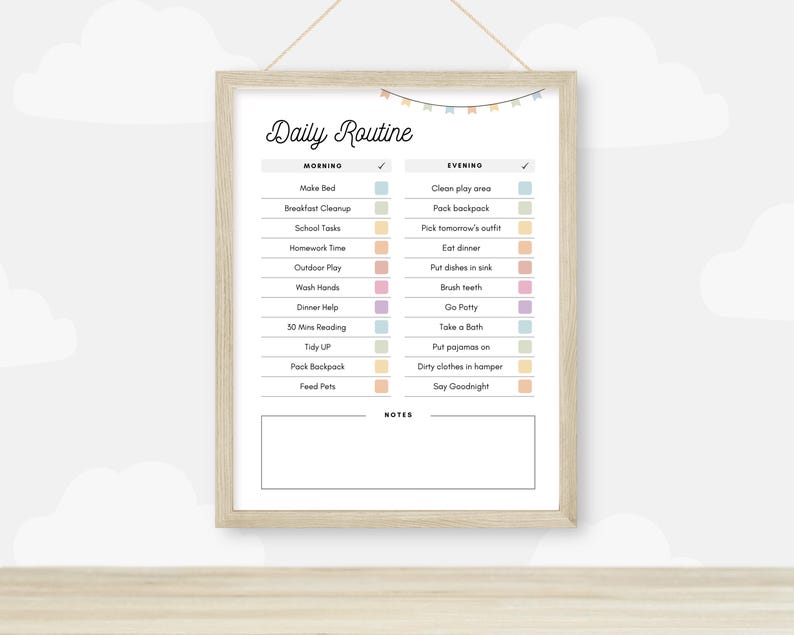 Kids Printable Daily Checklist Editable Morning Evening Routine Chart ...