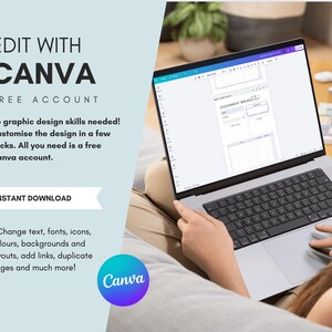 Assignment planner Canva template with editable sections for subjects, ideas, and resources. Students can customize and organize their workflow digitally or print for hands-on use. Perfect for flexible planning and personalized study routines.