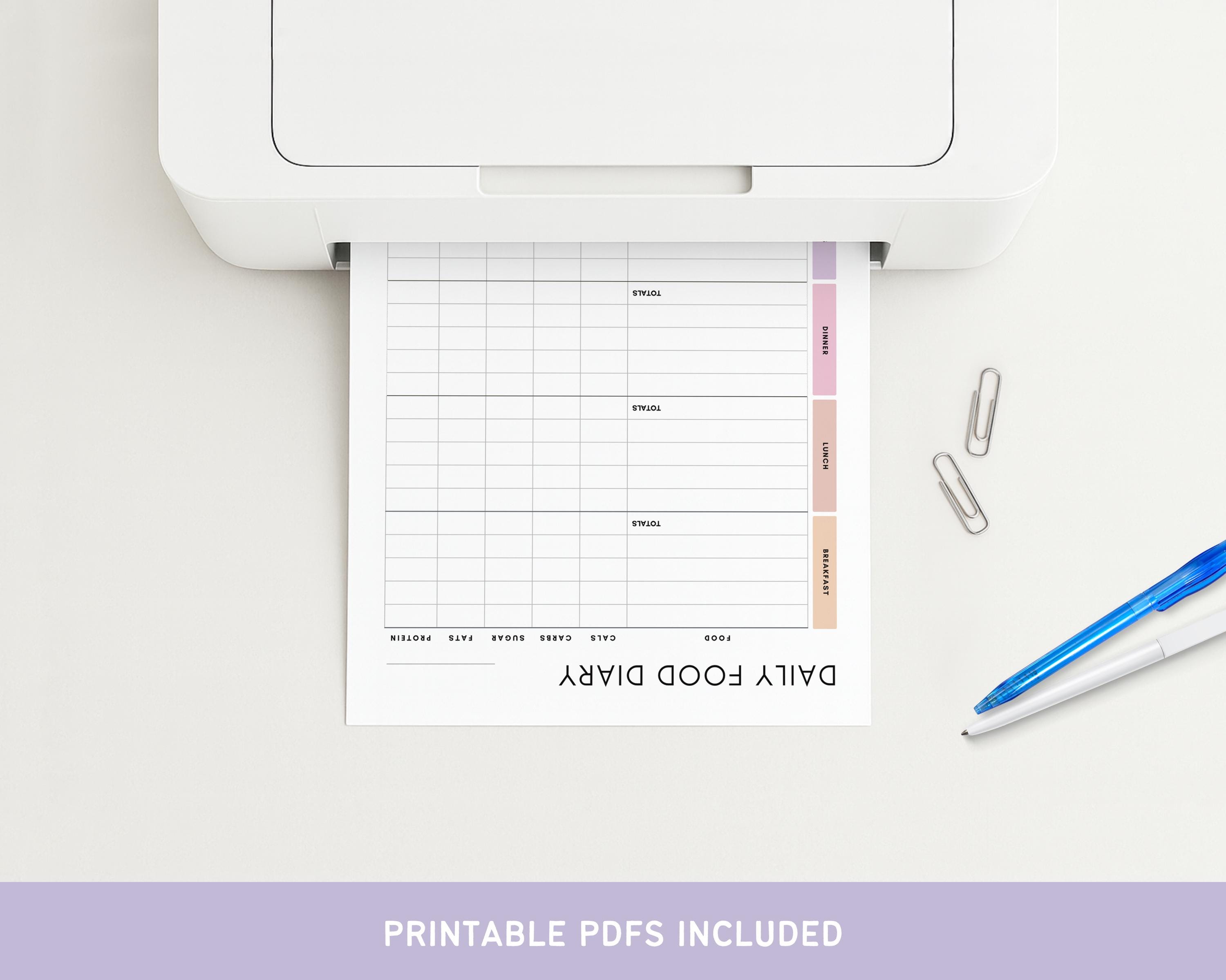 Weekly Food Journal Printable Macro Tracker Editable Calorie Log, Meal ...