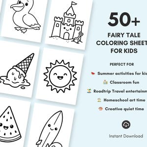 Cute beach coloring sheet with smiling sun and characters.
Kids will love coloring happy beach scenes filled with kawaii sunshine, sand, and playful elements.