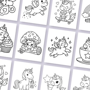 Unicorn coloring book printable for children with fun, engaging, and adorable illustrations. This bundle is perfect for keeping kids busy while exploring magical themes and characters. Simply download, print, and enjoy hours of creative coloring fun.