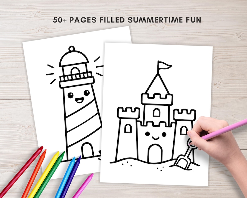 Adorable summer coloring book page for toddlers.
These simple, bold designs are perfect for little hands learning to color and explore creativity.