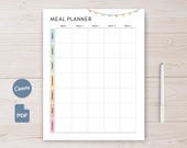 Editable Monthly Meal Planner Printable Weekly Food Planner Canva Template (US Letter & A4)