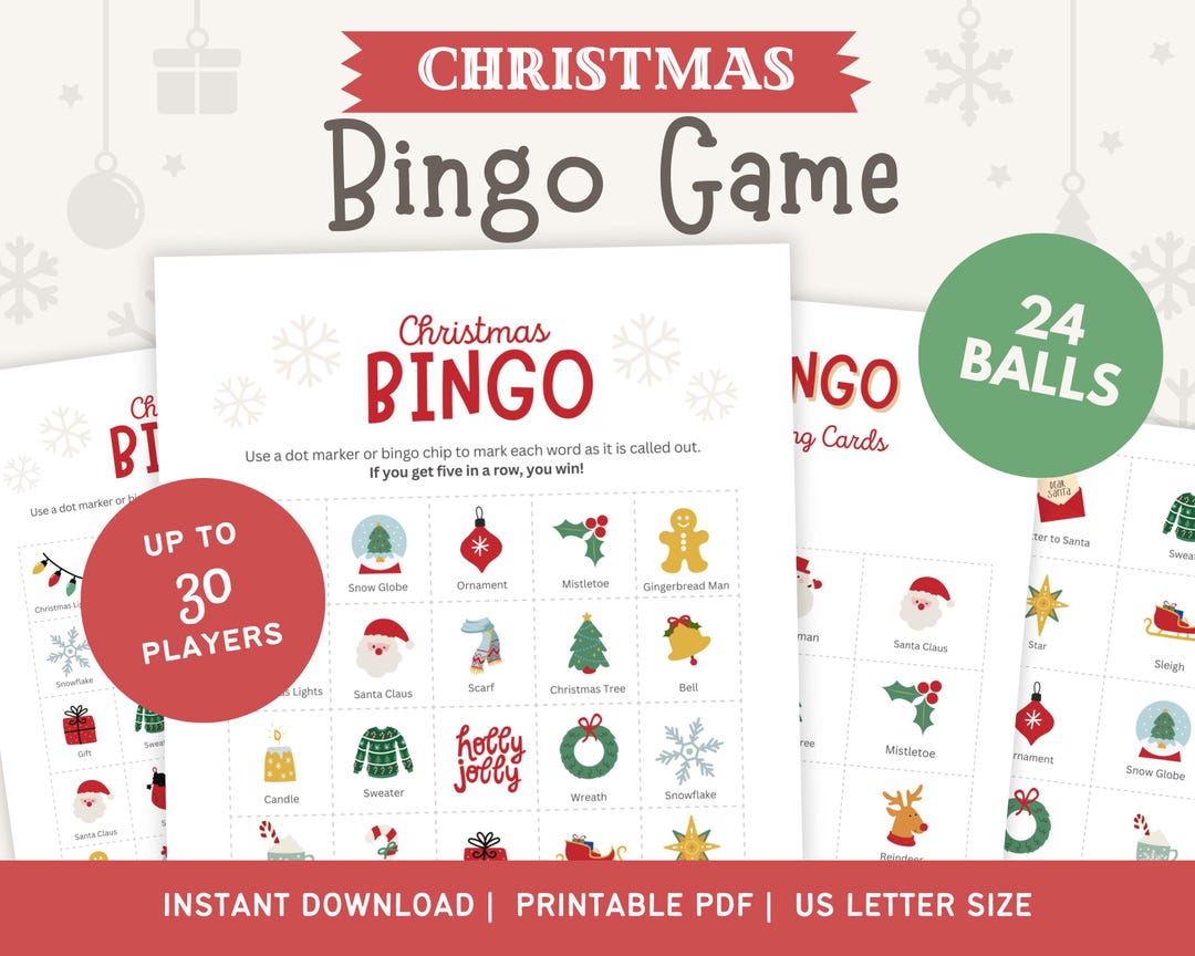 Christmas Bingo Game Printable Party Game for Kids Christmas Family ...