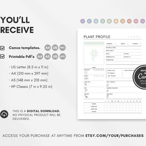 Organize your garden with this versatile plant care tracker available in A4, A5, US Letter, and HP Classic sizes. The 10 color options make it easy to sort vegetables, herbs, and flowers inside your personal garden organizer.