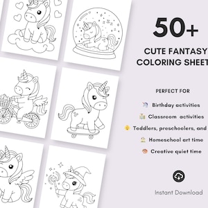 Cute unicorn coloring book printable filled with playful and cheerful illustrations. Each page is designed with bold outlines to make coloring simple and enjoyable for little hands. A great screen-free activity that encourages creativity at home or in the classroom.