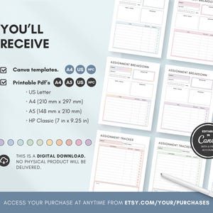 Student assignment planner with built-in progress bar tracker to visualize completion. Easily track how much of each assignment is finished and stay motivated throughout the process. Ideal for managing long-term projects and daily homework tasks.