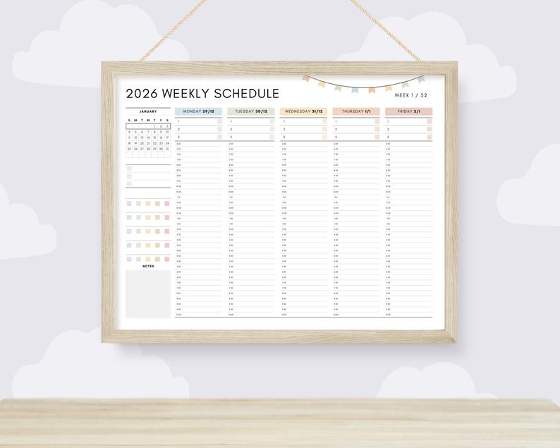 2026 Weekly Planner Printable, Editable Hourly Workweek Planner, Daily ...