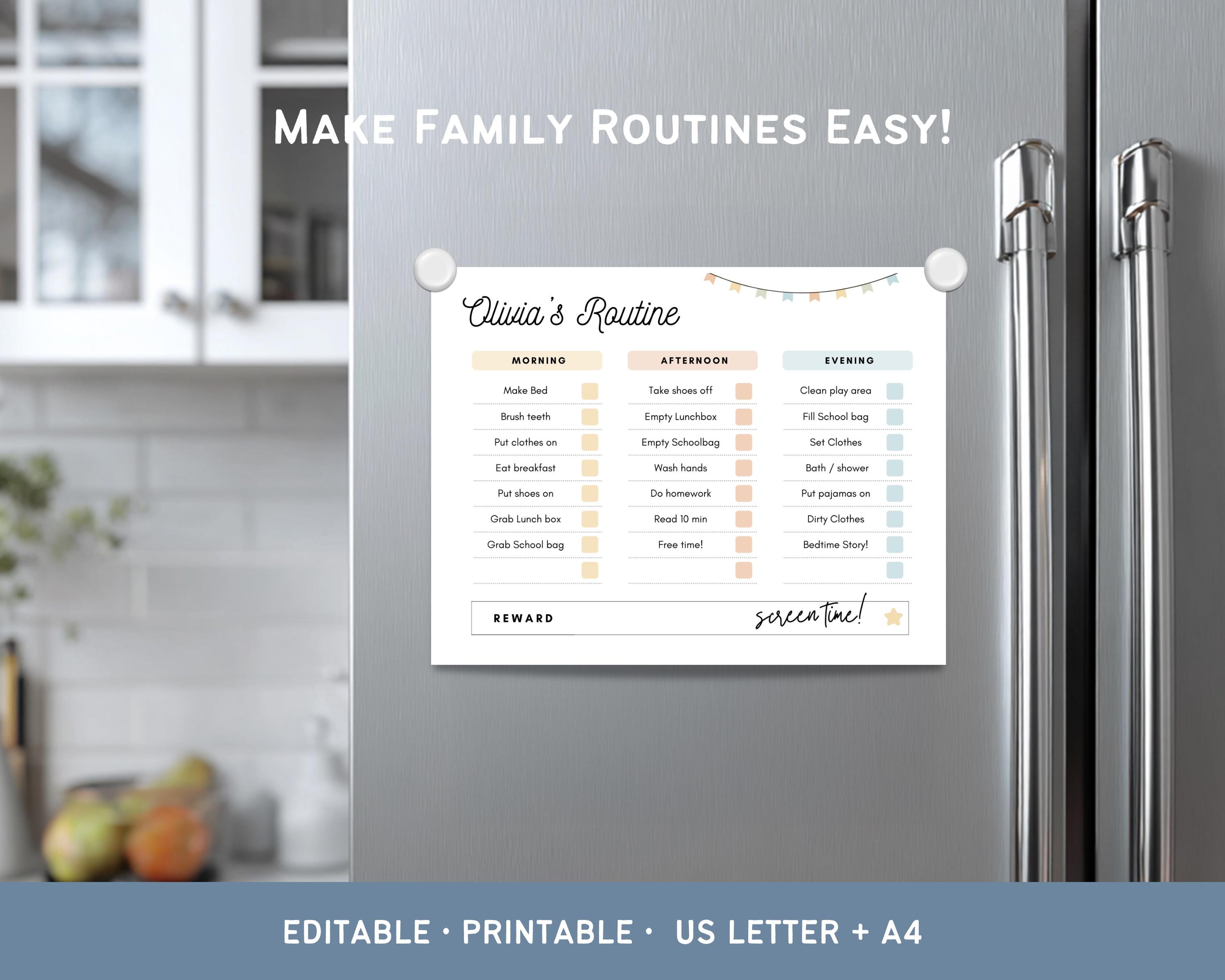 Editable Kids Daily School Checklist Printable Schoolday Routine Canva ...