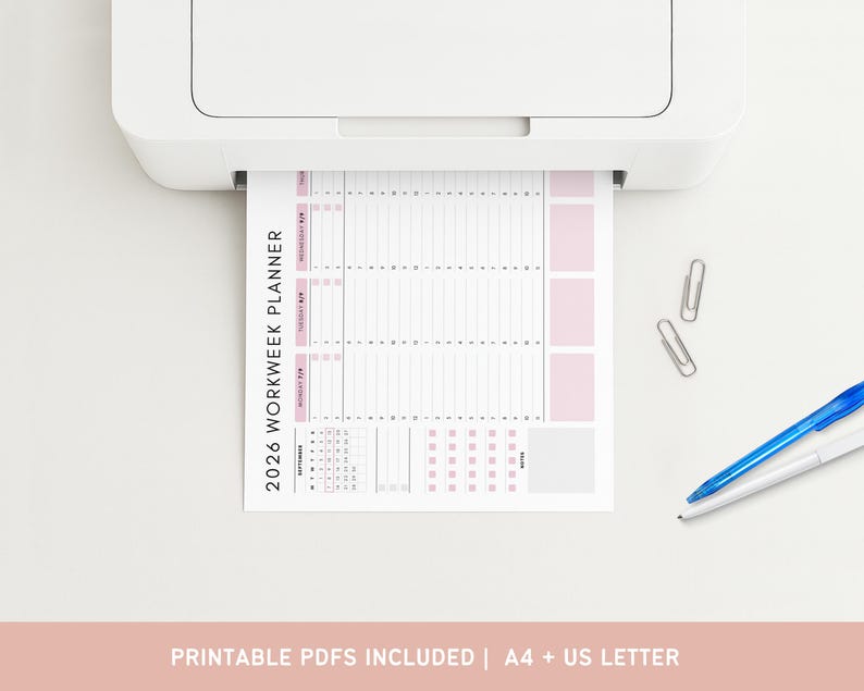 2026 Weekly Planner Printable, Editable Workweek Daily Hourly Schedule ...
