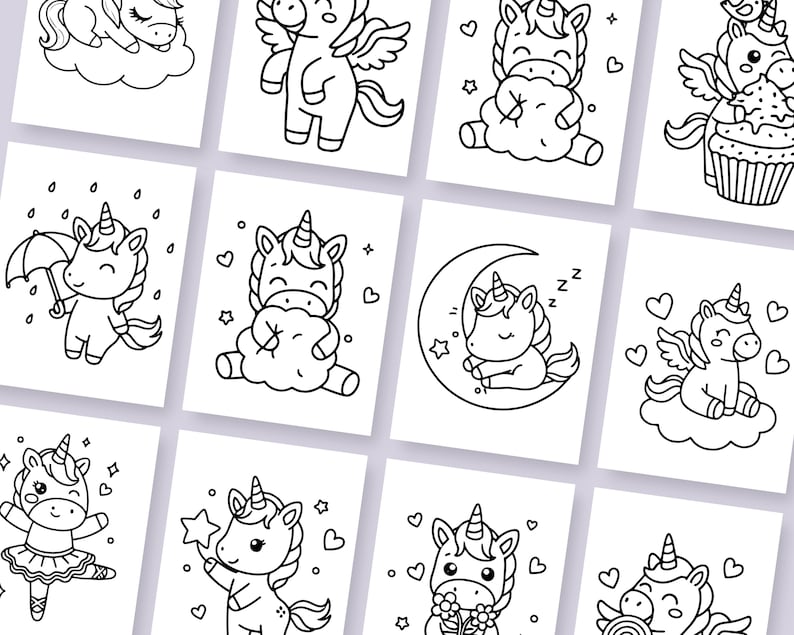 Printable unicorn coloring pages for toddlers and preschool kids with large, easy-to-color images. This bundle features magical themes that inspire imagination and creative play. Ideal for homeschool, classroom activities, or fun daily entertainment.