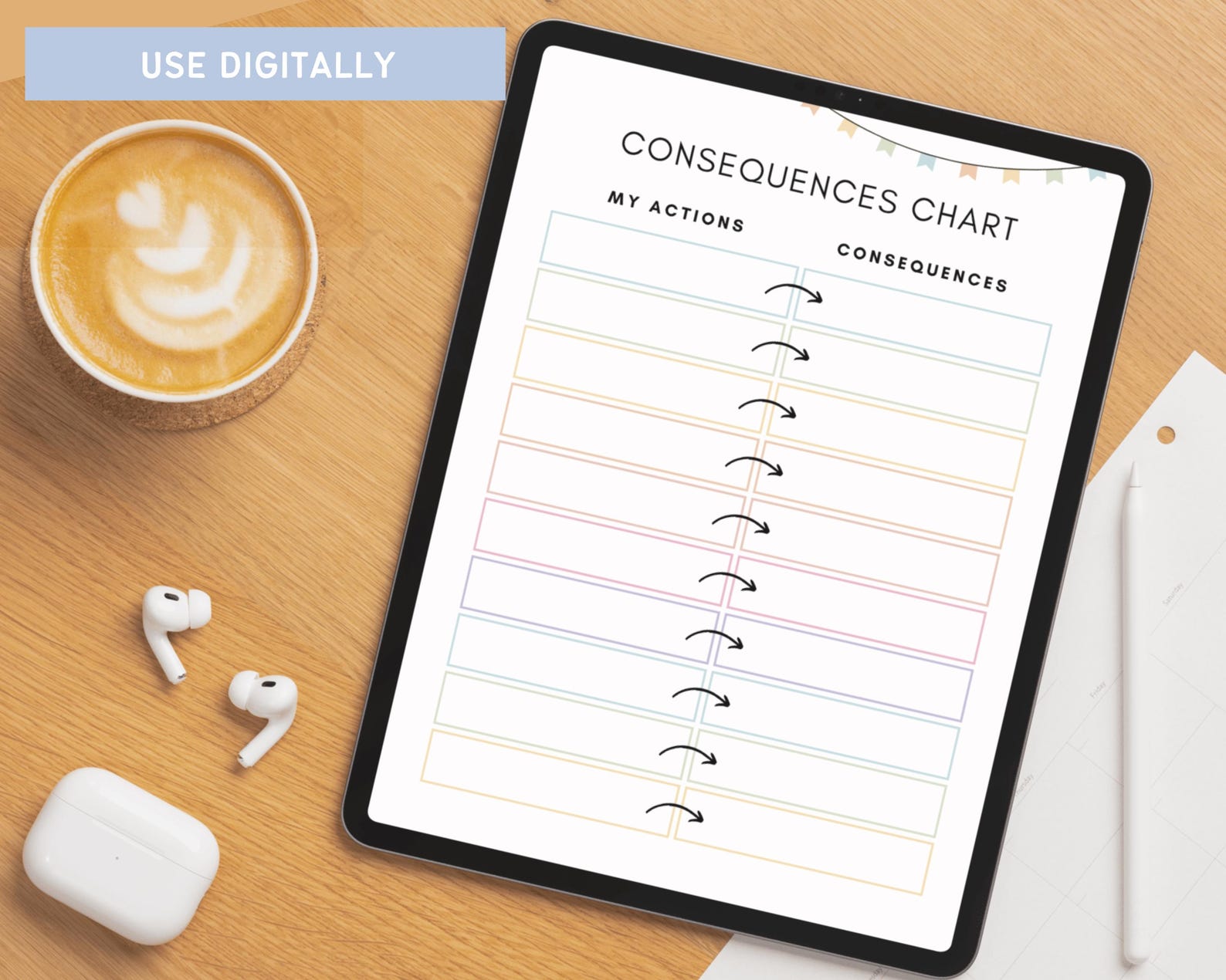 Consequence Chart Printable, Kids Behavior Management Canva Template ...