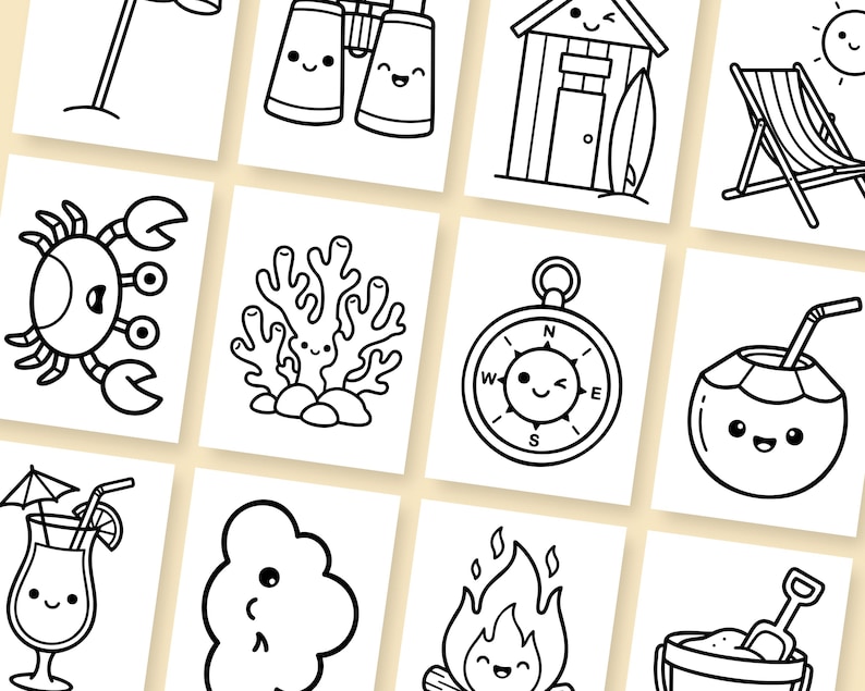 Summer vacation coloring pages for kids printable.
Perfect for travel or home use, these pages keep kids entertained during summer adventures.