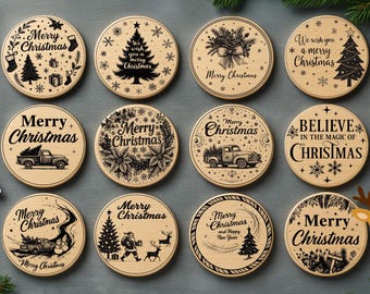 Christmas Coaster SVG Bundle | Laser Cut Holiday Designs (Digital Download)