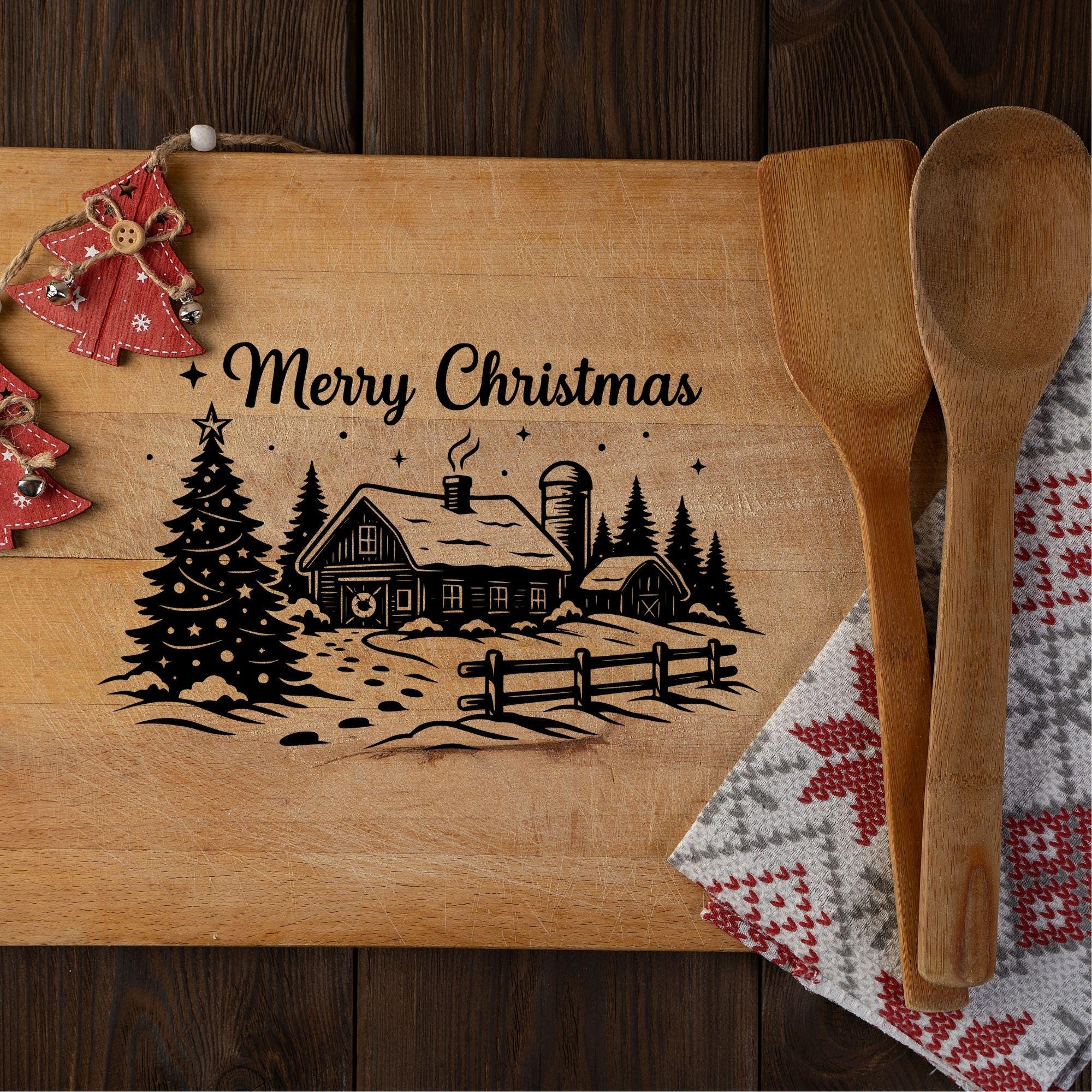 Christmas Cutting Board SVG Bundle: Holiday Laser Designs (digital ...