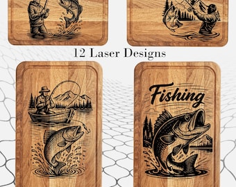 12 Angeln Lasergravur Designs SVG Bundle
