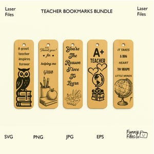 Pacote de marcadores SVG de agradecimento a professores, marcadores de agradecimento cortados a laser para professores, assistentes de ensino, presente de fim de ano, arquivos Glowforge