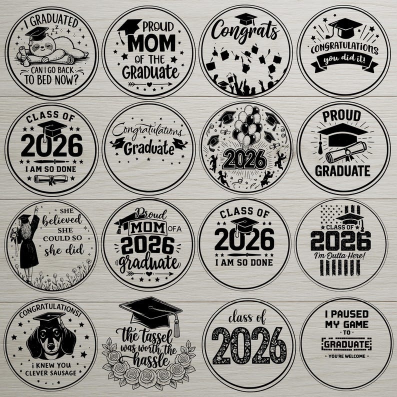 Graduation Coaster SVG Bundle: Class of 2026 Laser Cut Files (digital ...