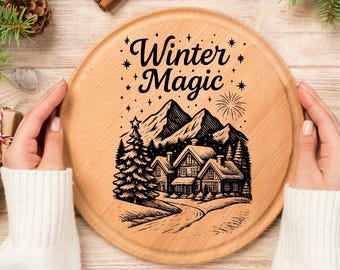 Paquete SVG de tabla de cortar navideña: diseños láser navideños (descarga digital)