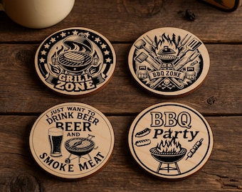 BBQ Coaster SVG Bundle: Funny Grill & Beer Quotes (Digital Files)