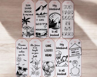 Laser Cut Bookmark SVG Bundle: 9 Engraving Designs (Digital Download)