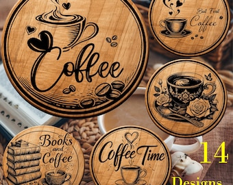 Paquete de 14 diseños de posavasos SVG para corte láser (grabados)