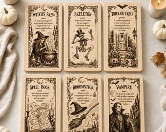 Halloween Definition Bundle SVG, 12 Funny Spooky Dictionary PNG Designs, Vintage Laser Engraving Files, Halloween Cutting Board Set