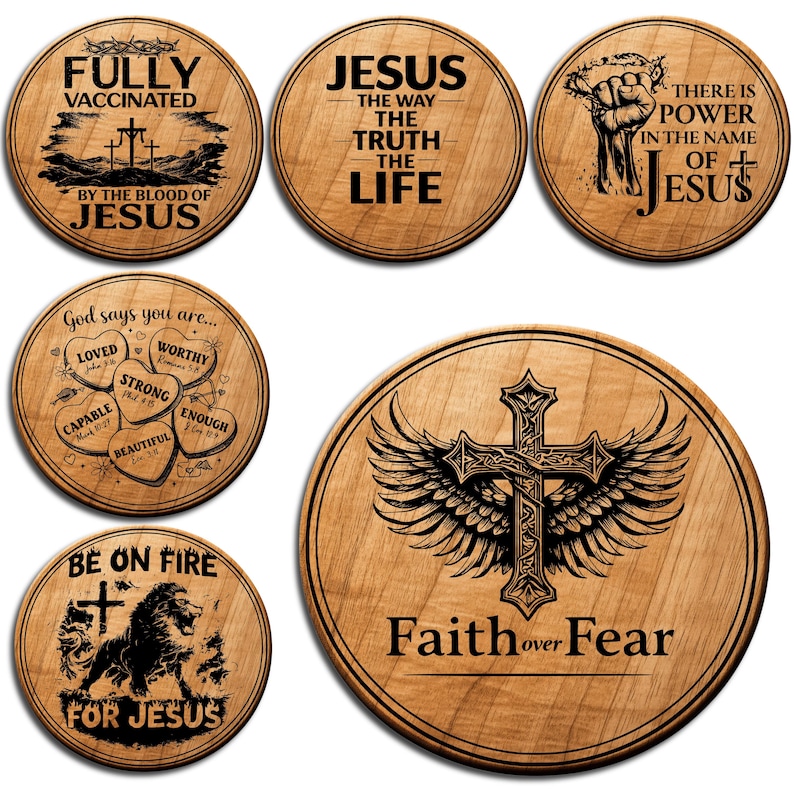 Christian Coaster SVG Bundle | Faith Laser Engraving Files | Jesus ...