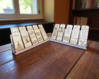 Laser Cut Bookmark Display Stand SVG | 10 Bookmark Designs (Digital Files)