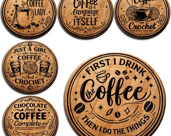 Coffee Coaster SVG Bundle: Laser Engraving Files for Wood Coasters (svg, dxf, png)