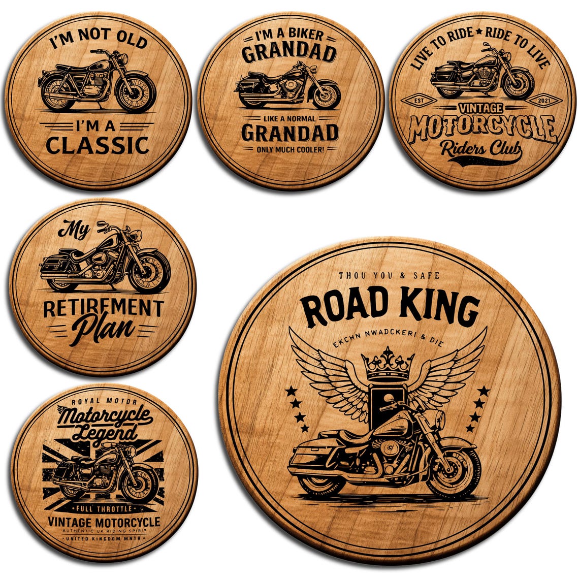 Motorcycle Vector Coaster Motorcycle Coaster Svg and Png Bundle | Vintage Biker Designs | Laser ...