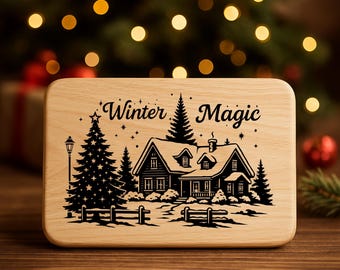 Winter Magic Cabin SVG: Christmas Laser Engraving File (Digital Download)