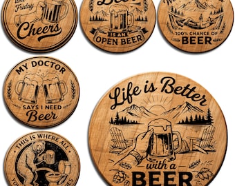 Funny Beer Quotes SVG Bundle | 14 Laser Cut Engraving Designs (Digital Download)