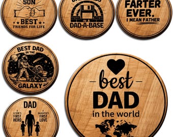Father's Day Coaster SVG Bundle: Funny Dad Quotes Laser Engraving Designs (Digital Download)