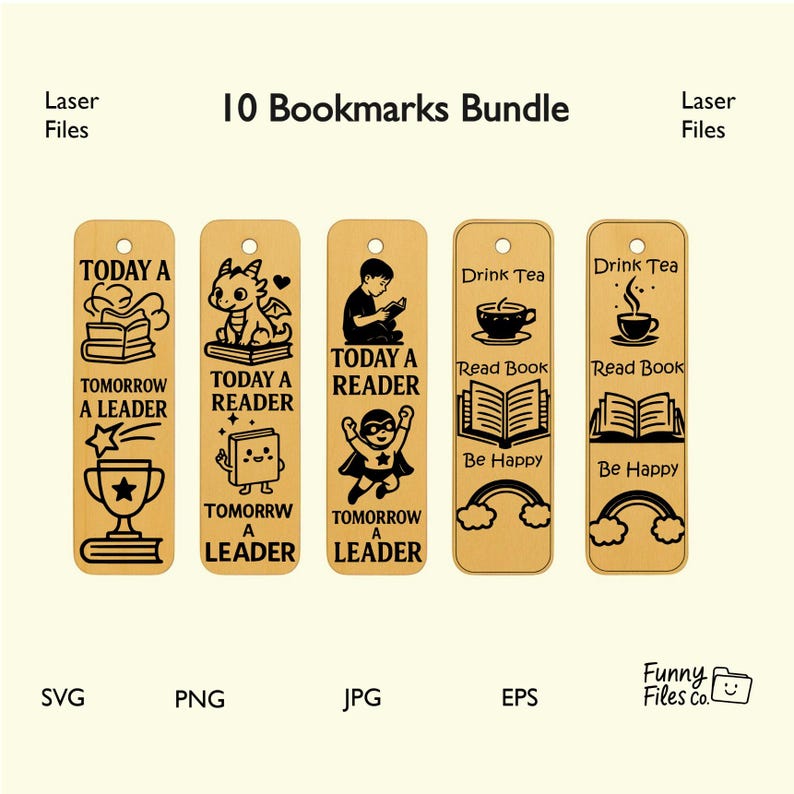 Laser Cut Bookmarks SVG Bundle: Reader Leader Designs (digital Download ...