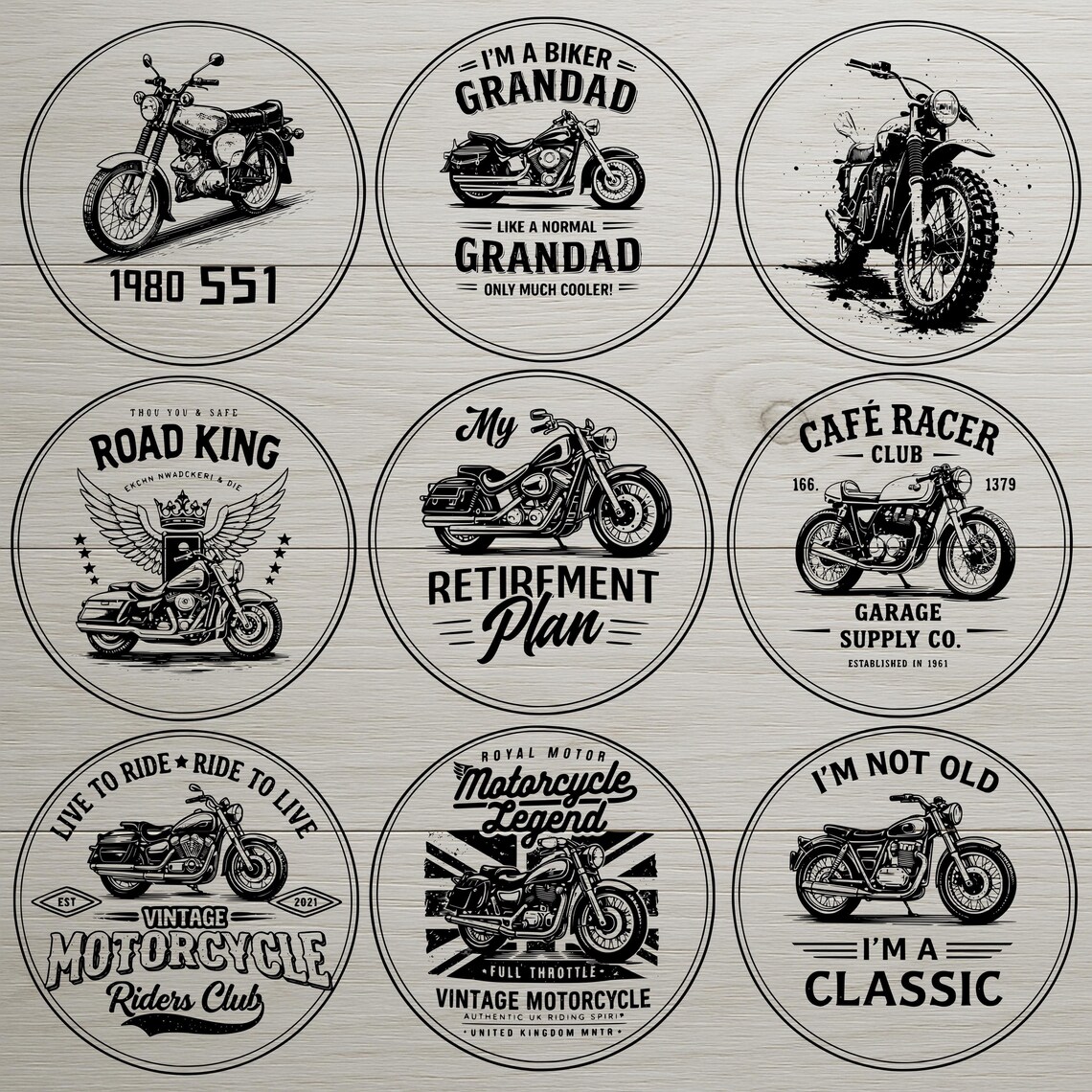 Motorcycle Vector Coaster Motorcycle Coaster Svg and Png Bundle | Vintage Biker Designs | Laser ...