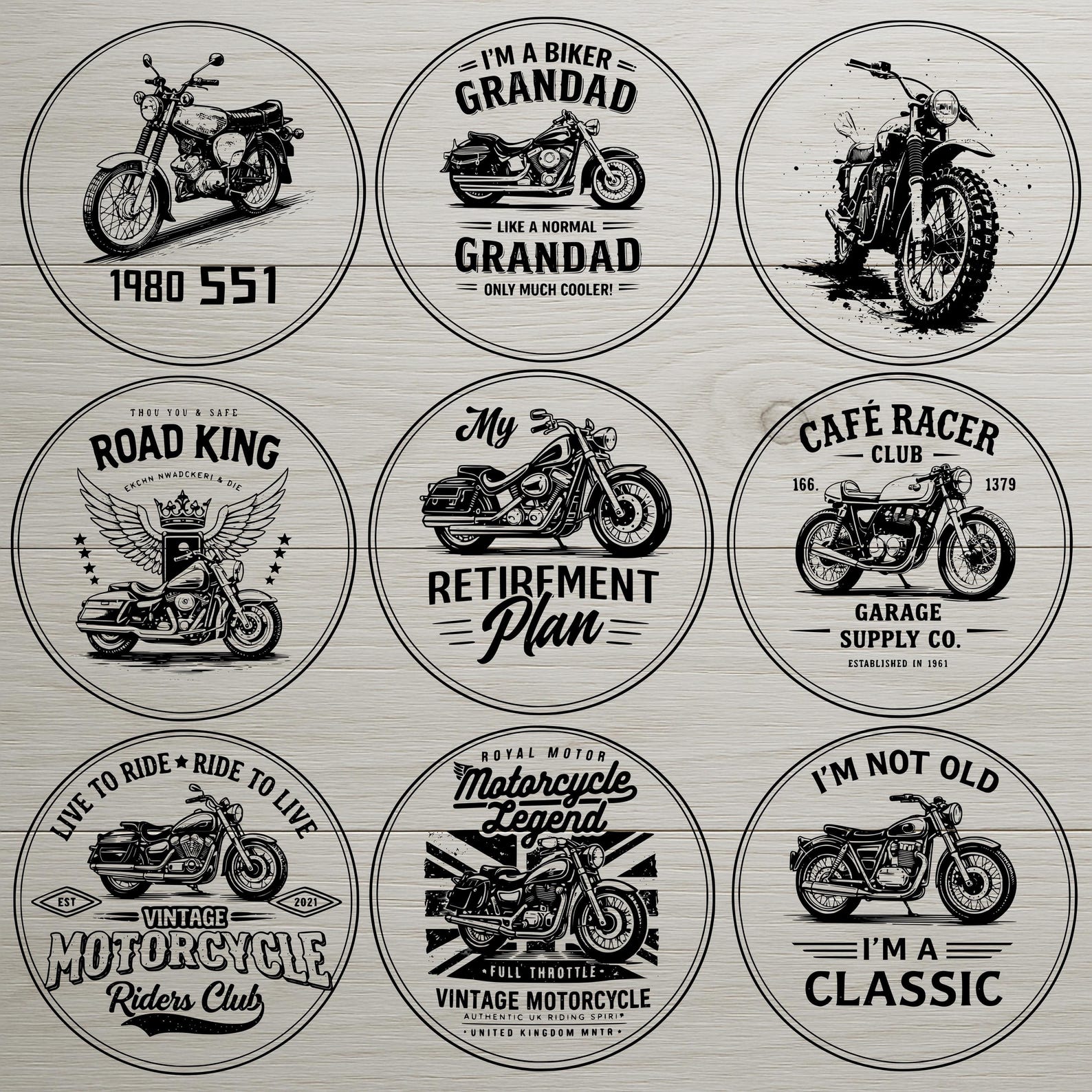 Motorcycle Vector Coaster Motorcycle Coaster Svg and Png Bundle | Vintage Biker Designs | Laser ...