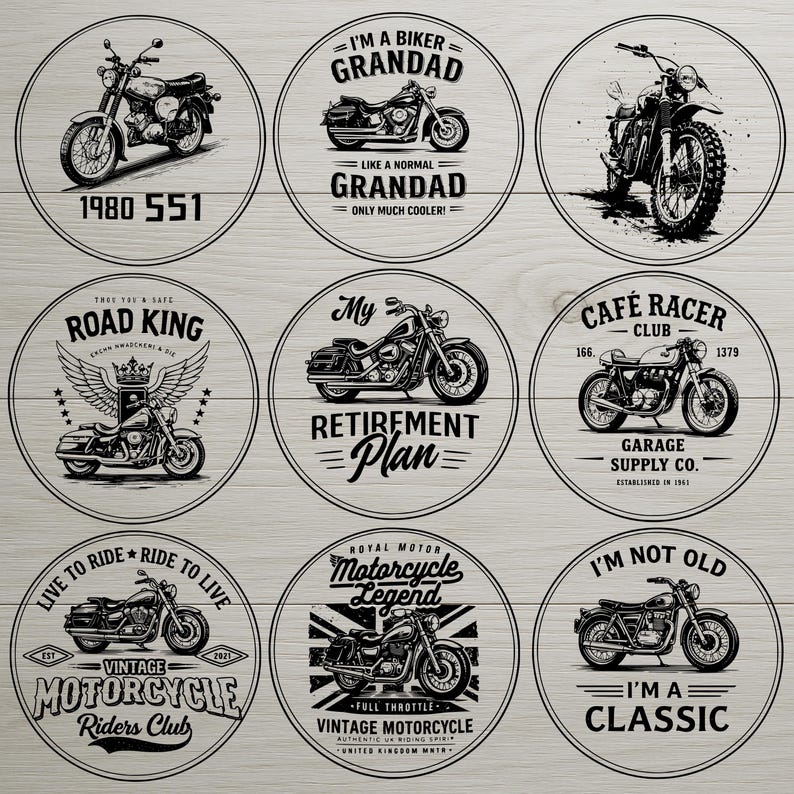Motorcycle Vector Coaster Motorcycle Coaster Svg and Png Bundle | Vintage Biker Designs | Laser ...