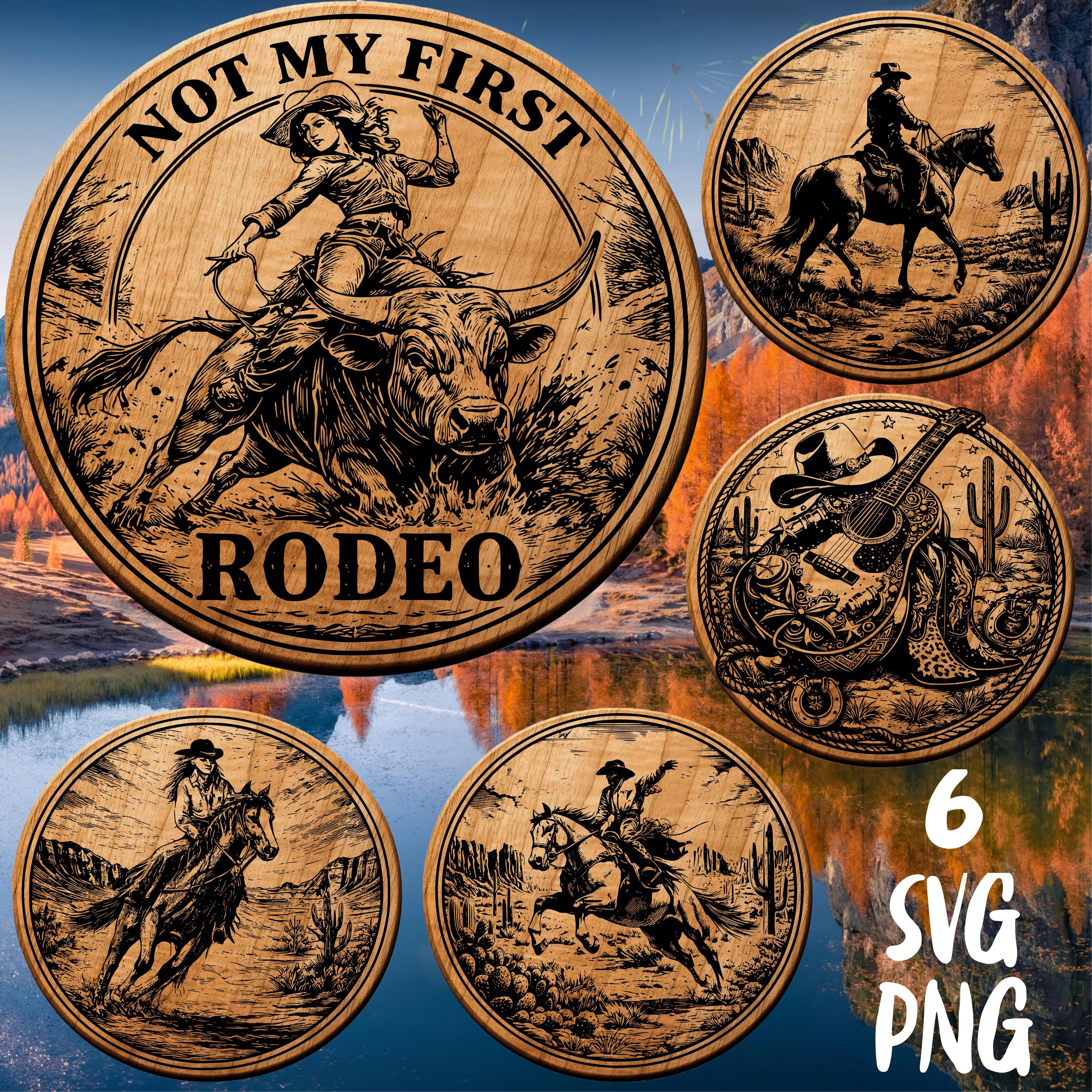 Rodeo SVG Bundle | 6 Western Laser Engraving Designs Cowboy Horse Rodeo ...