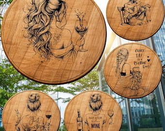 Wine Lover Coaster SVG Bundle | Laser Engraving Files (Digital Download)