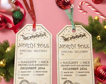 Santa's Helper Gift Tag: Christmas Ornament, Wood Stocking Tag (SVG File)