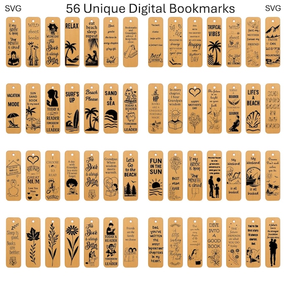 Laser Cut Bookmark SVG Mega Bundle: 56 Reading Quote Designs (Digital Download