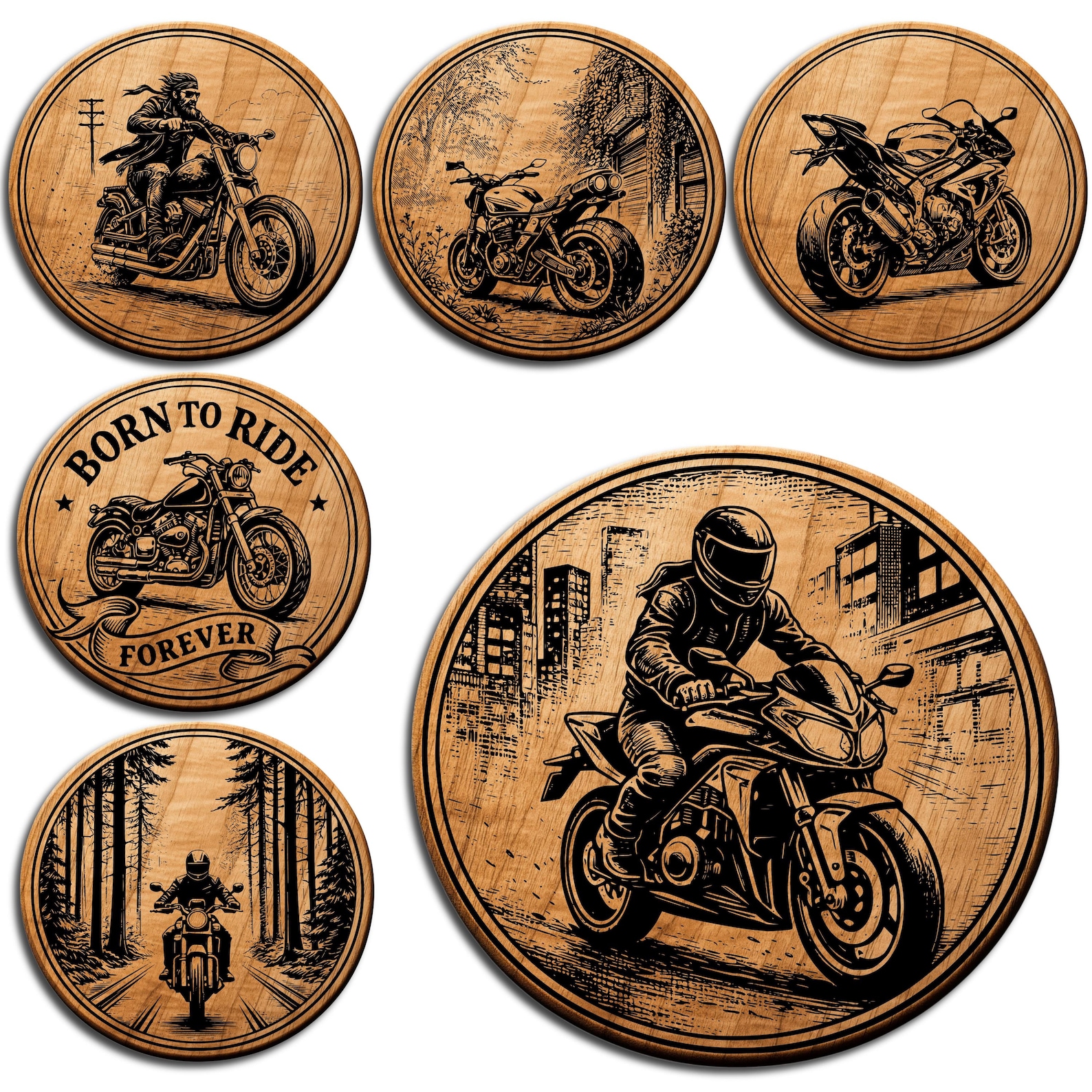 Motorcycle Vector Coaster Motorcycle Coaster SVG Bundle | Laser Cut Biker Engraving Designs - Etsy