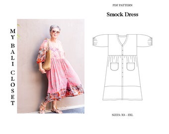 NEW! Smock Dress, XS-3XL